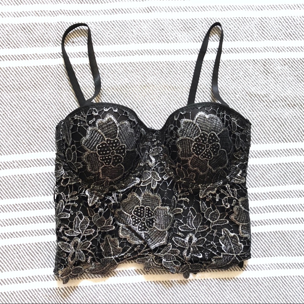 🖤 Metallic Lace Corset Top